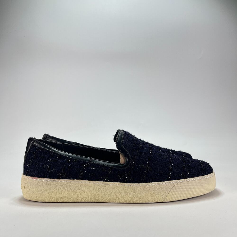 Sam Edelman Becker Navy Blue Tweed Glitter Sparkle Sneakers Women's Size 11M